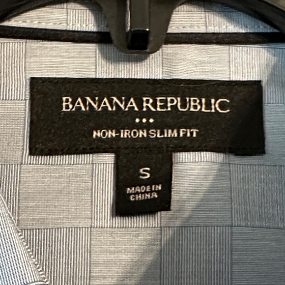 Banana Republic Slim Fit‎ Dress Shirt – Men’s S, Blue Check, Non-Iron - Picture 2 of 7